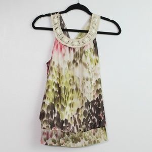 B Wear Byer California Pink Cream Print Top Sz L